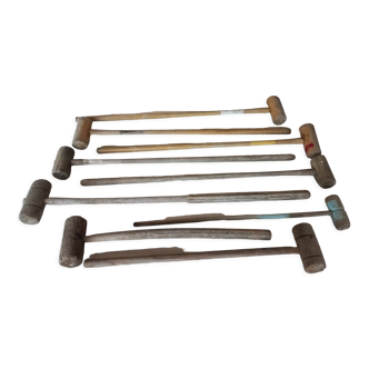 8 antique croquet mallets