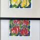 Cheerful silkscreen "yellow tulips" by Ad van Hassel, Dutch art