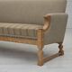 1970s, 3-seater Danish sofa, original beige furniture wool, solid oak wood.