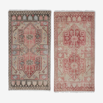 Paire de tapis pales turc noués main 53x100 cm
