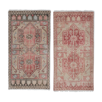 Paire de tapis pales turc noués main 53x100 cm