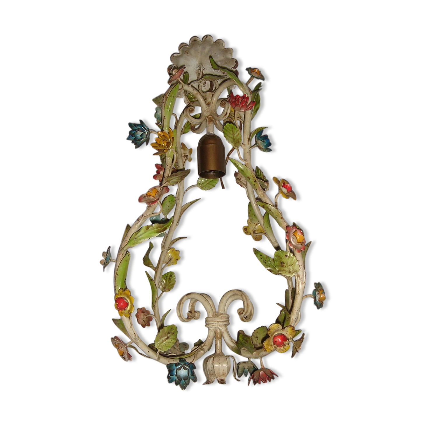 Painted metal chandelier Maison Firenze, Italy, 1970