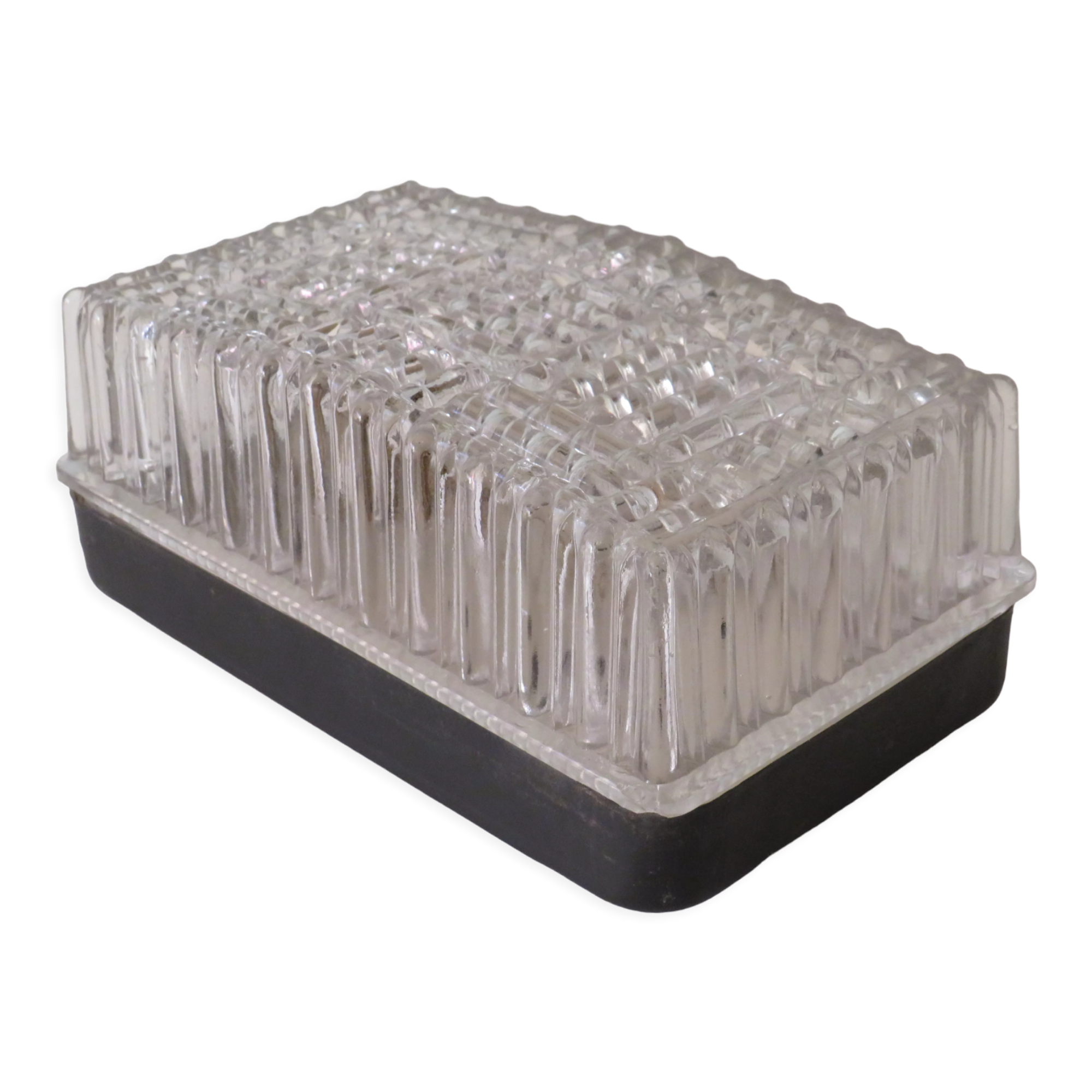 Rectangular brutalist outdoor wall lamp, 1960-1970