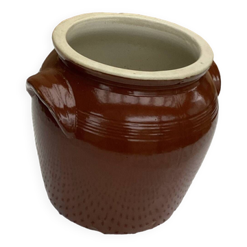 Ancien gros pot en grès vernissé