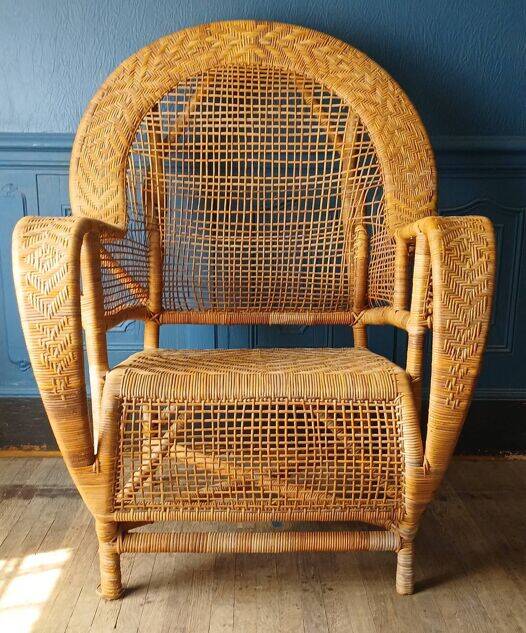 Rattan armchair in the style of Kay Fisker for R. Wengler. Danish work from the 1960s.