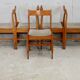 5 wooden chairs tapered base, circa 1975.