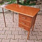 School desk in formica, wood and vintage metal - children's desk