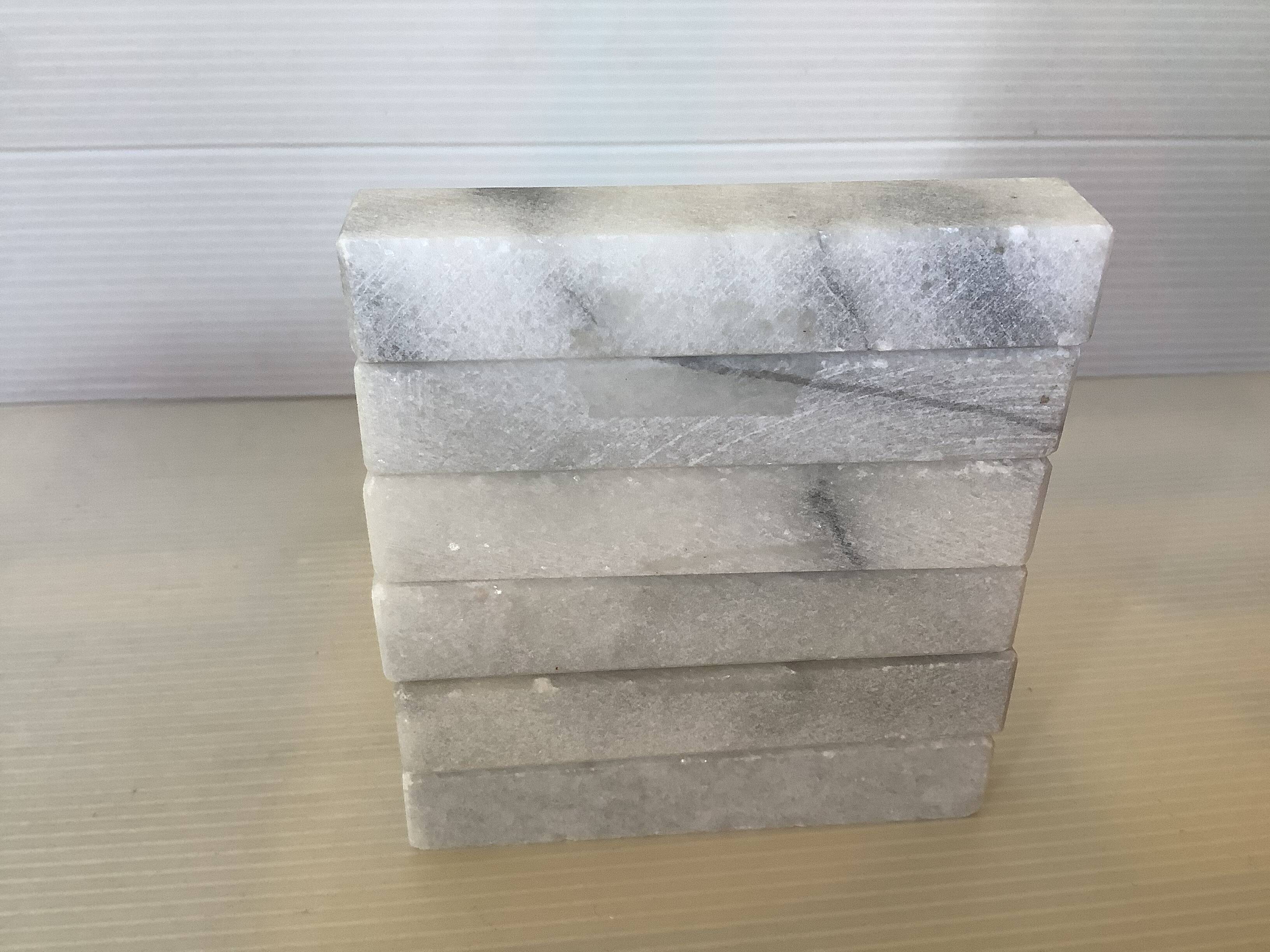 Six gray white marble knife holders