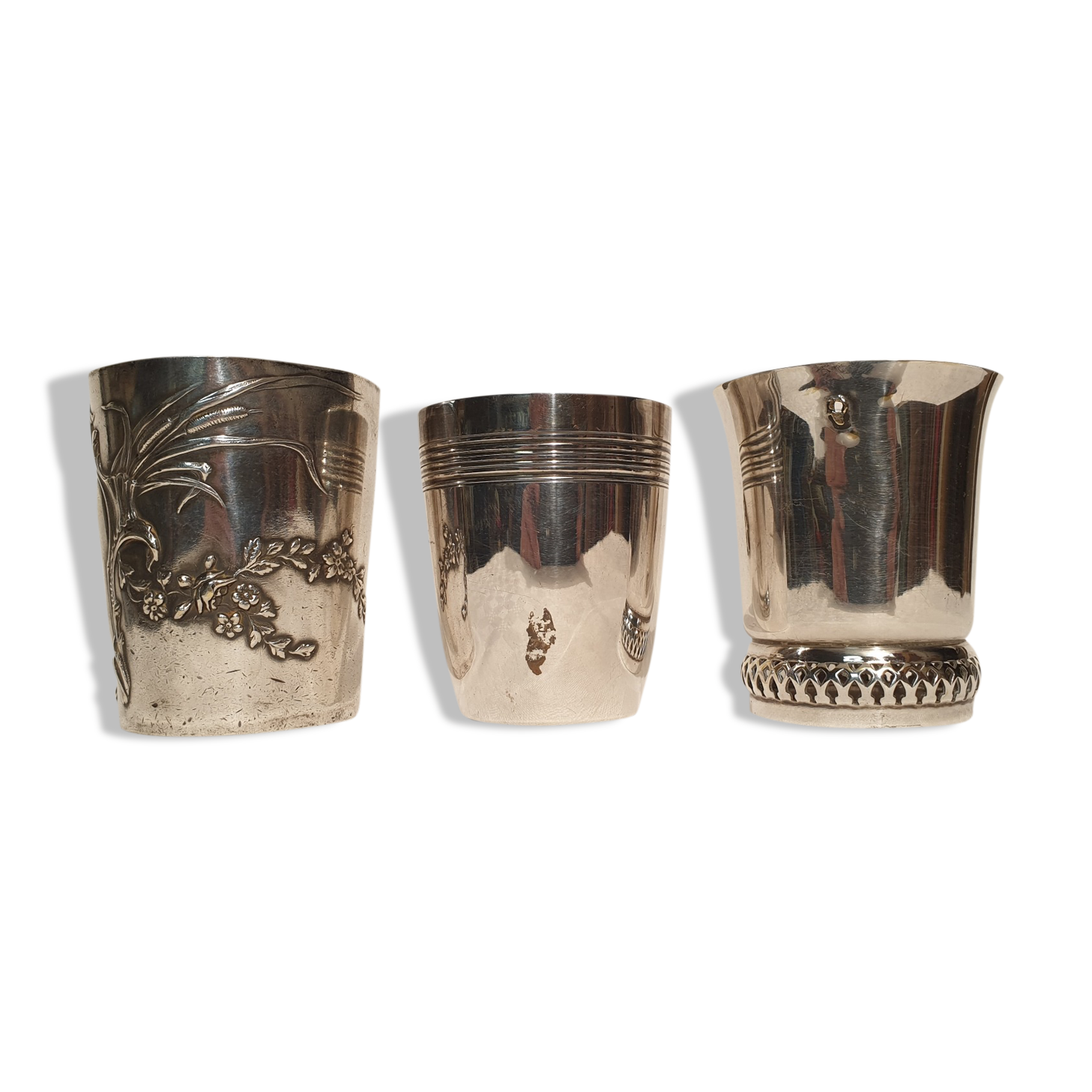 3 timpani cups in silver metal