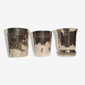 3 timpani cups in silver metal