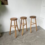 Set of three high tripod farmhouse stools