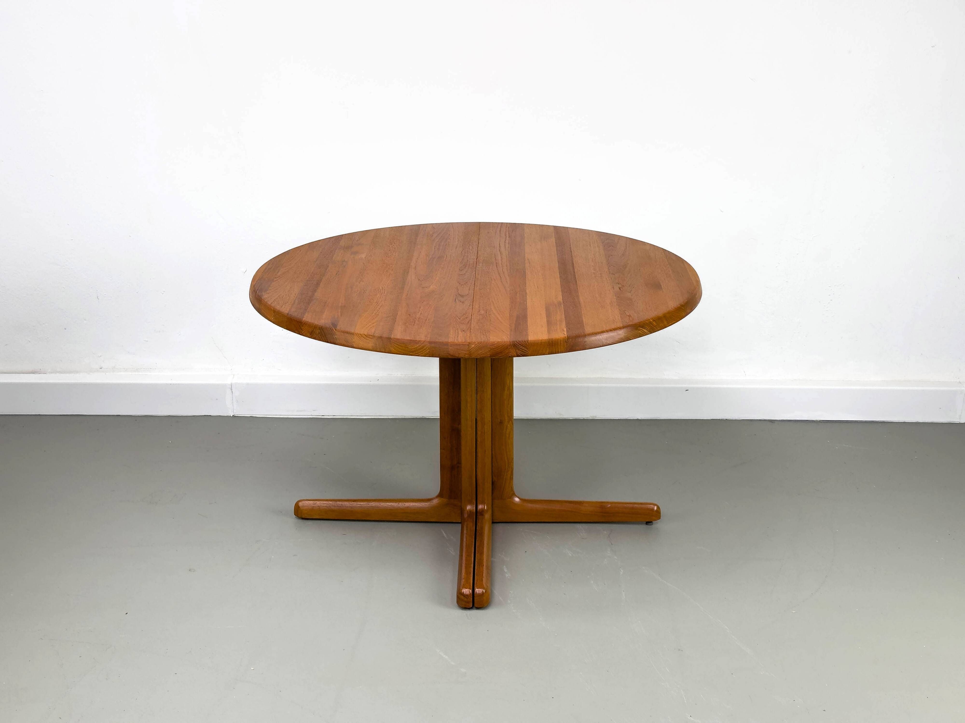 Table de Salle à Manger Ronde en Teck avec Extension, Danemark, années 1970