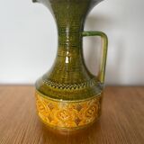 Green and yellow ceramic carafe bitossi italy 1950