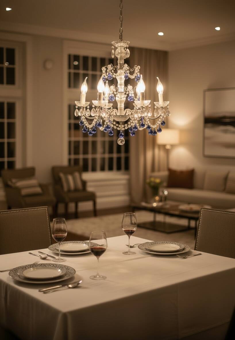 Vintage Italian Macaroni Murano  Blue Chandelier