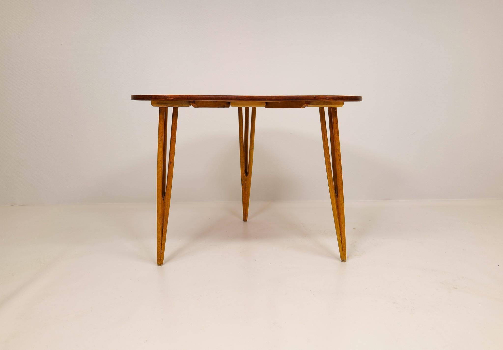 Table basse unique de style suédois moderne par Bo Fjaestad, Suède, années 1950