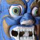 Ancient Balinese mask in polychrome carved wood – protective figure of the t