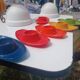 Set of 6 multicoloured vintage egg cups — Space Age pop design