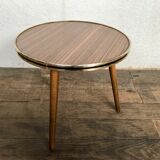 Guerdon small round coffee table brown tripode door plant