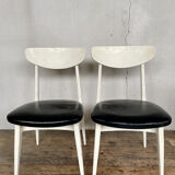 Series of 4 white and black Scandinavian chairs Ingrid from Stella 1960.