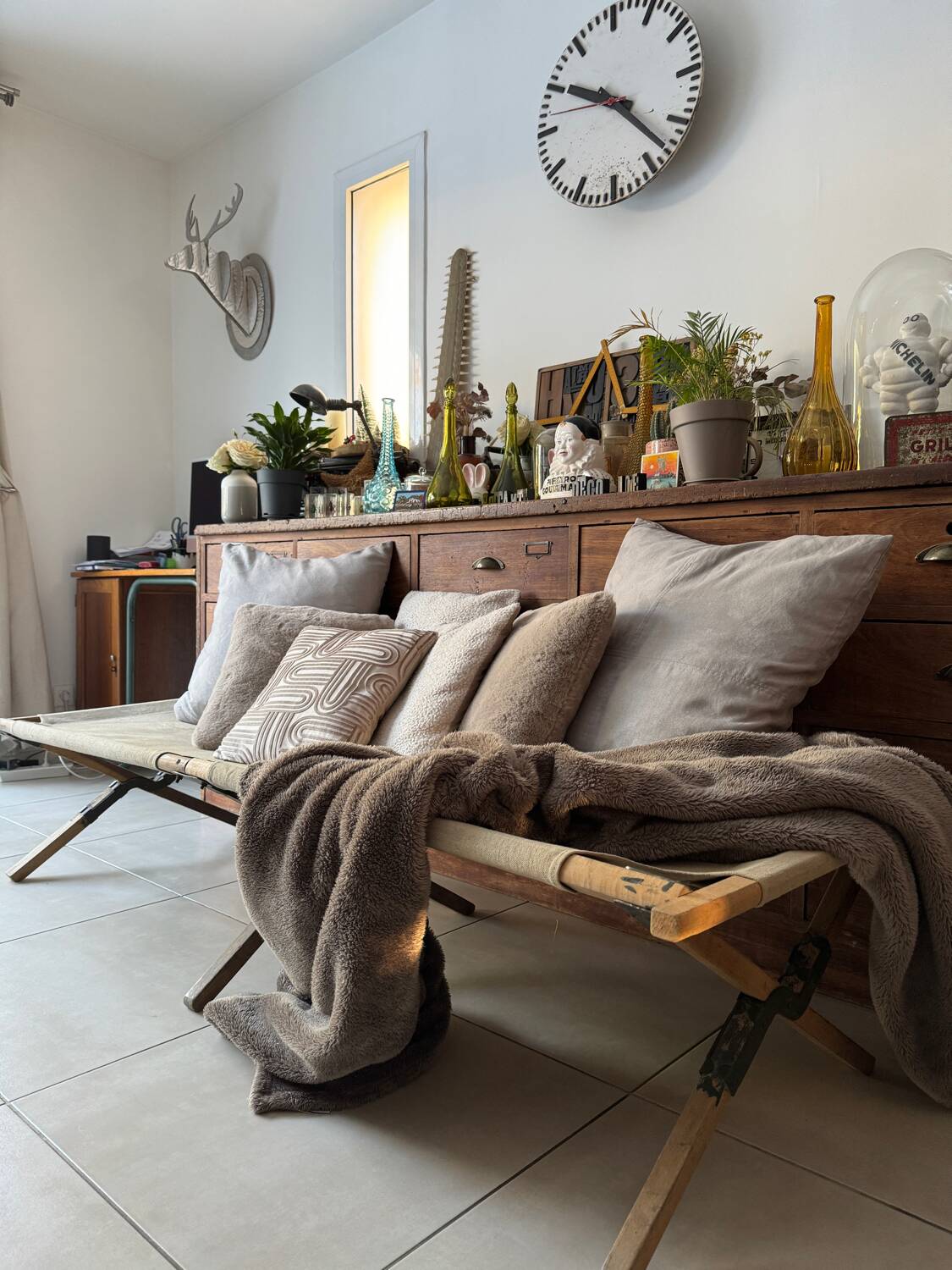 Old vintage military camp bed