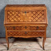 Louis XV period curved secretary desk in marquetry, circa 1750