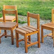 Set of 4 70s brutalist oak chairs