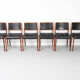 Set of 6 wooden Dining Chairs with black Leather, 1960