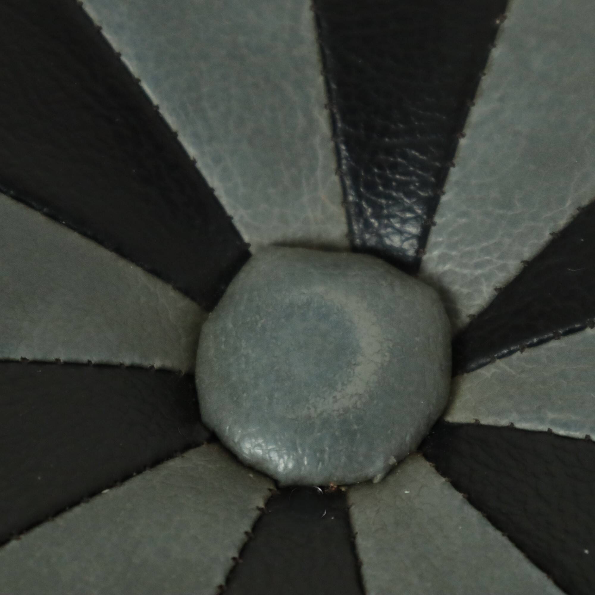 Round Vintage Pouf Gray Black Two-tone Skai Sixties