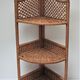 Corner shelf made of vintage braided natural fibers