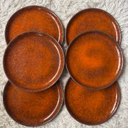 Assiettes céramique émaux orange années 70