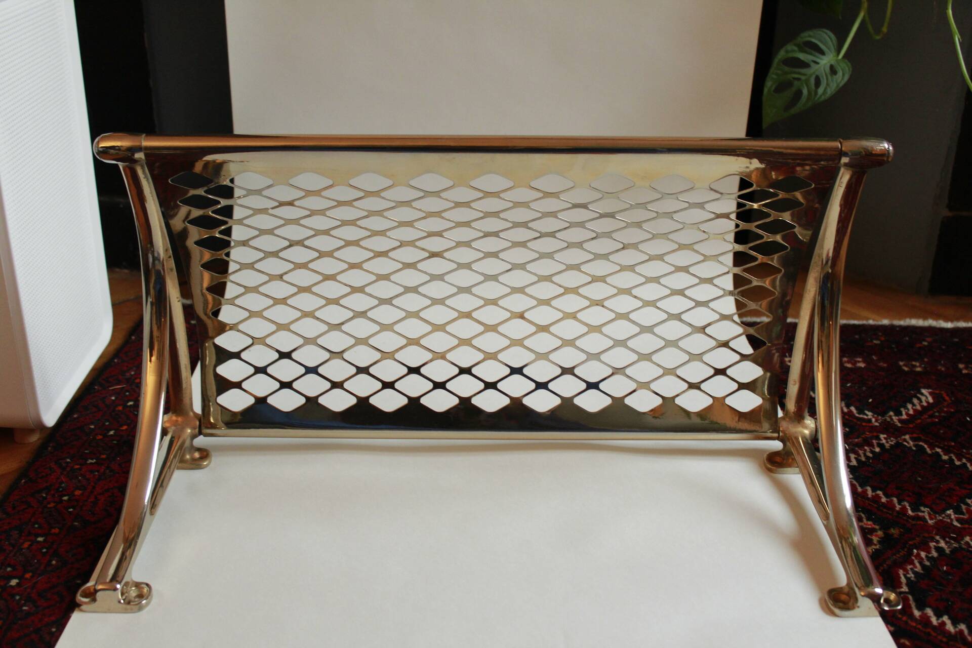 Old brass train luggage rack