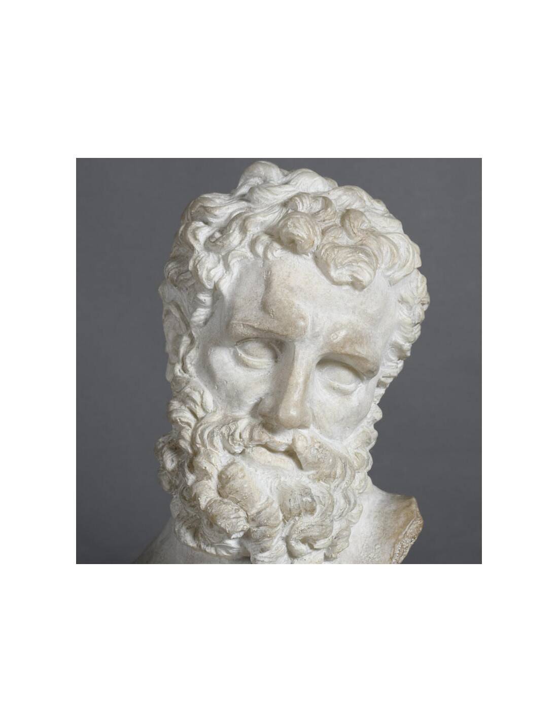 Hercules Head sculpture, small size, in resin and metal base.