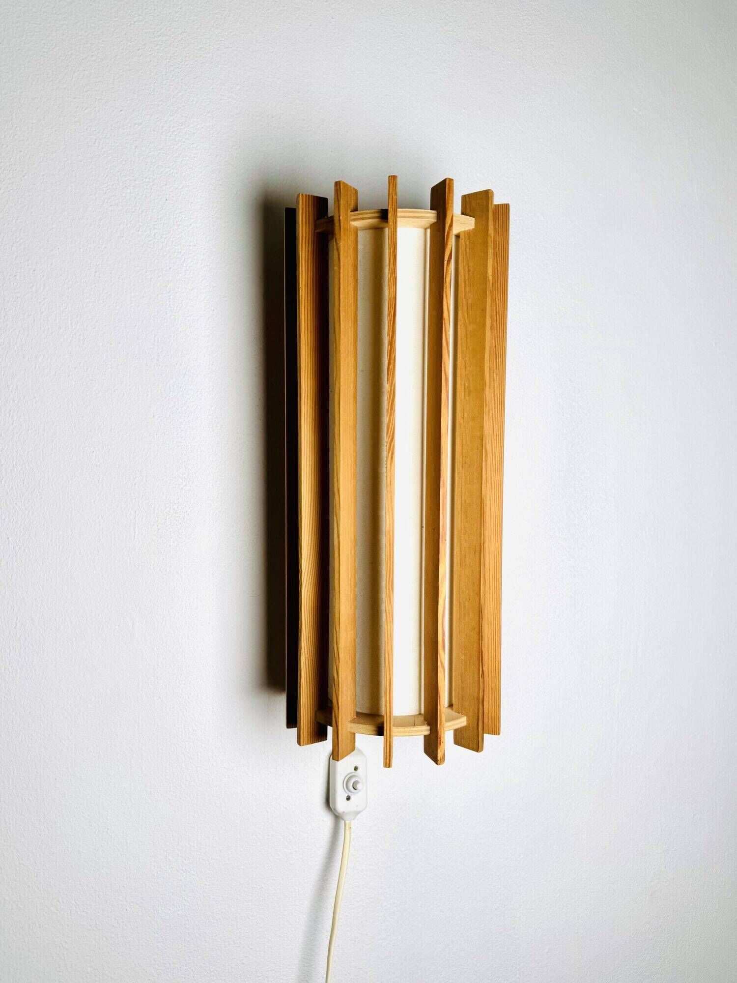 Tema Model Cylindrical Wall Lamp In Pine By Ib Fabiansen For Fog & Mørup, Denmark 1960S