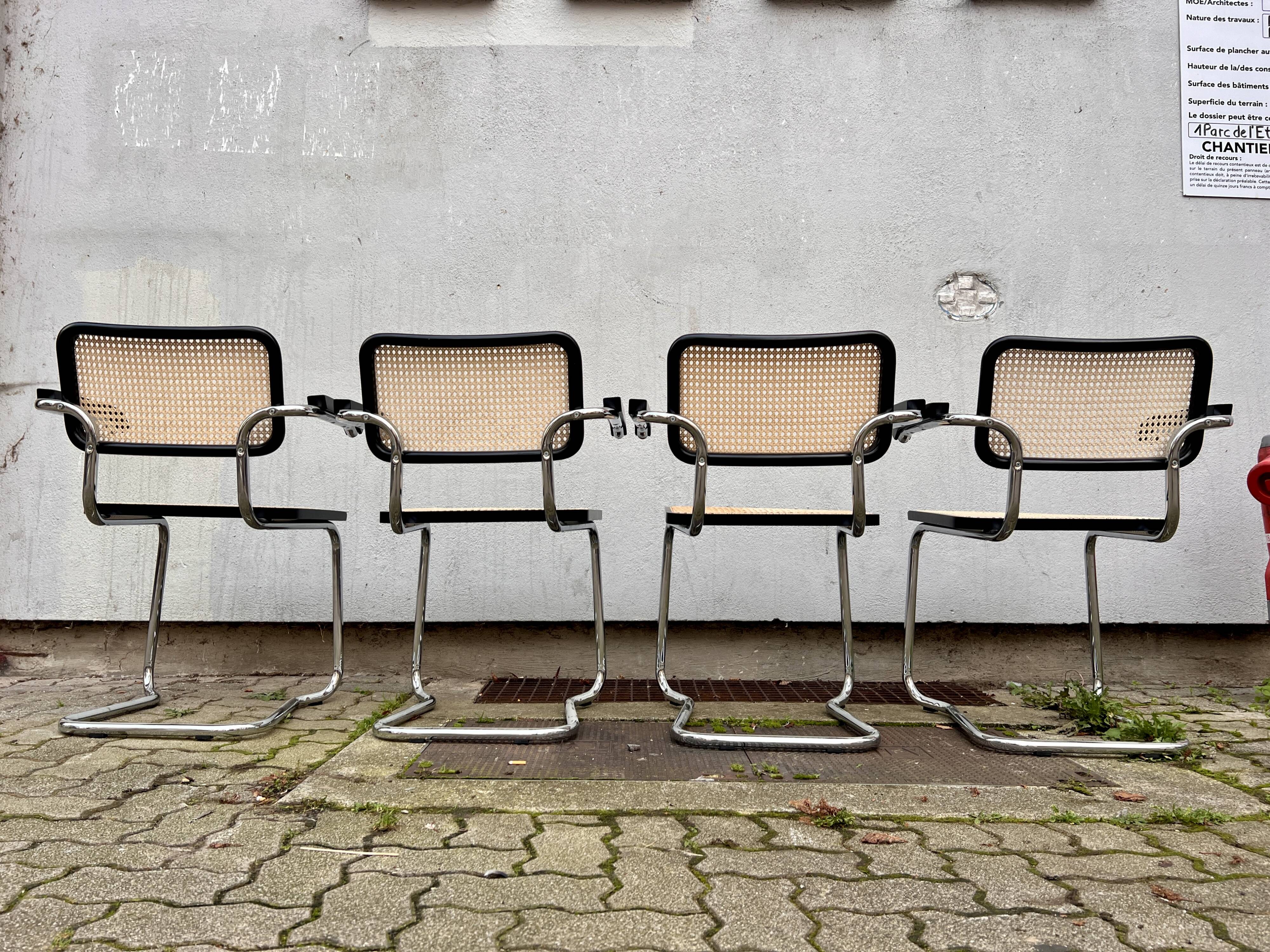 Set of 4 Marcel Breuer style armchair chairs