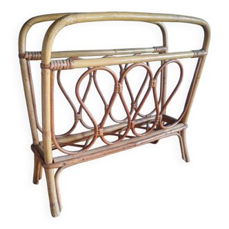 Vintage magazine rack in bamboo and rattan 1960s