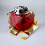 Sommerso faceted lighter by Flavio Poli, red & yellow Murano glass, Italy, 1970s