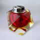 Briquet facetté Sommerso par Flavio Poli, en verre de Murano rouge et jaune, Italie, années 1970.