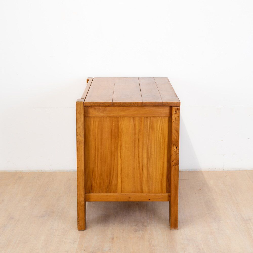 Chest of drawers in elm by Maison Regain, 1980s
