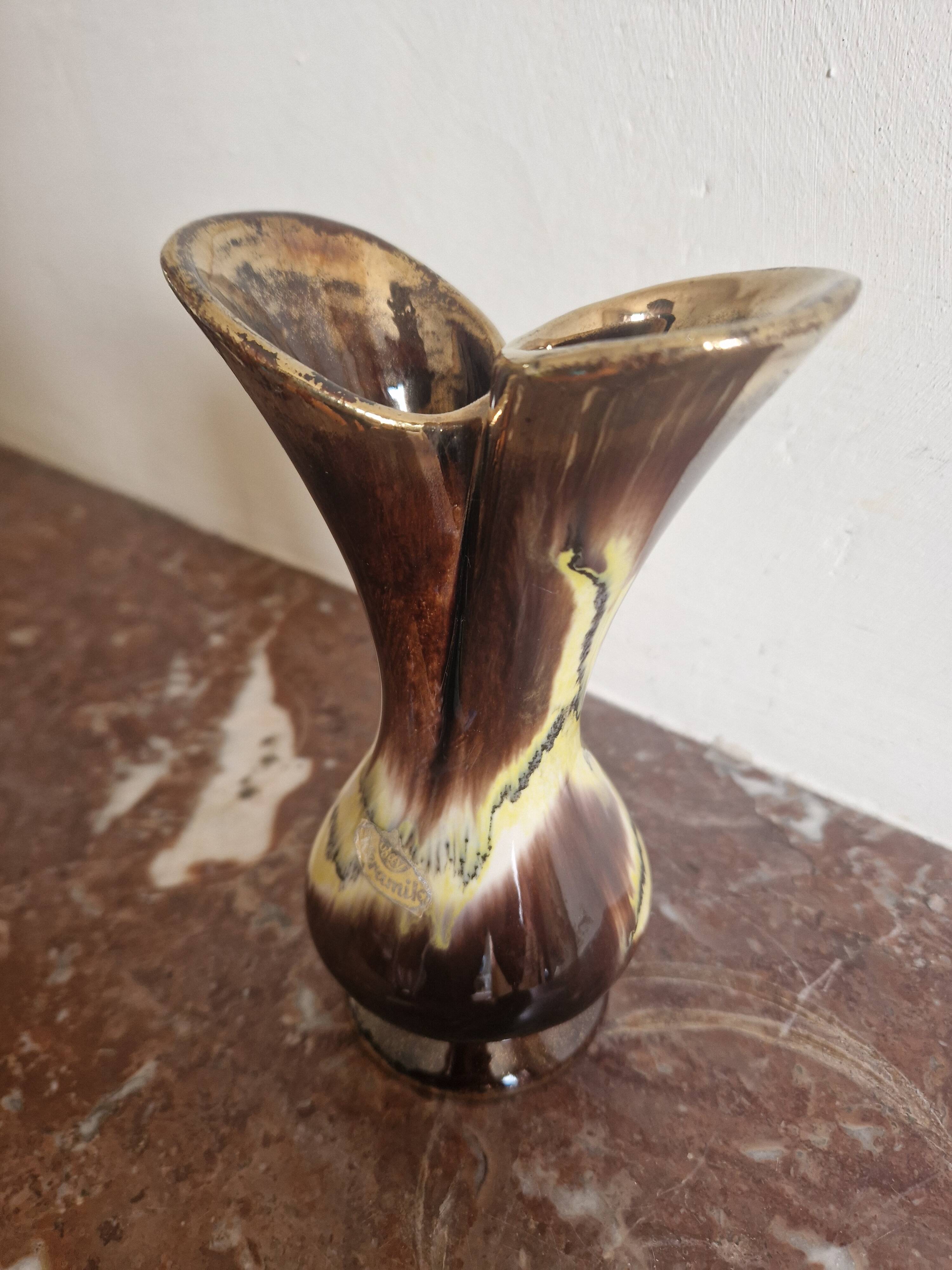 Bay Keramik ceramic vase Germany double neck 1950s/60s