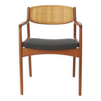 Danish Teak & Rattan Armchair by Ib Kofod-Larsen, 1960s, Model 4325