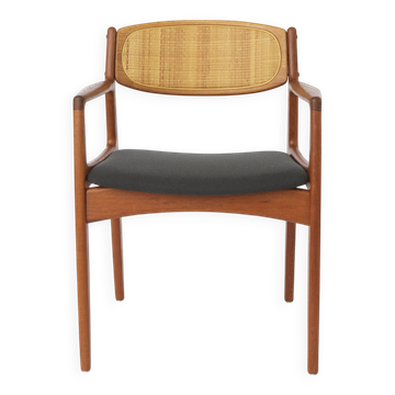 Danish Teak & Rattan Armchair by Ib Kofod-Larsen, 1960s, Model 4325