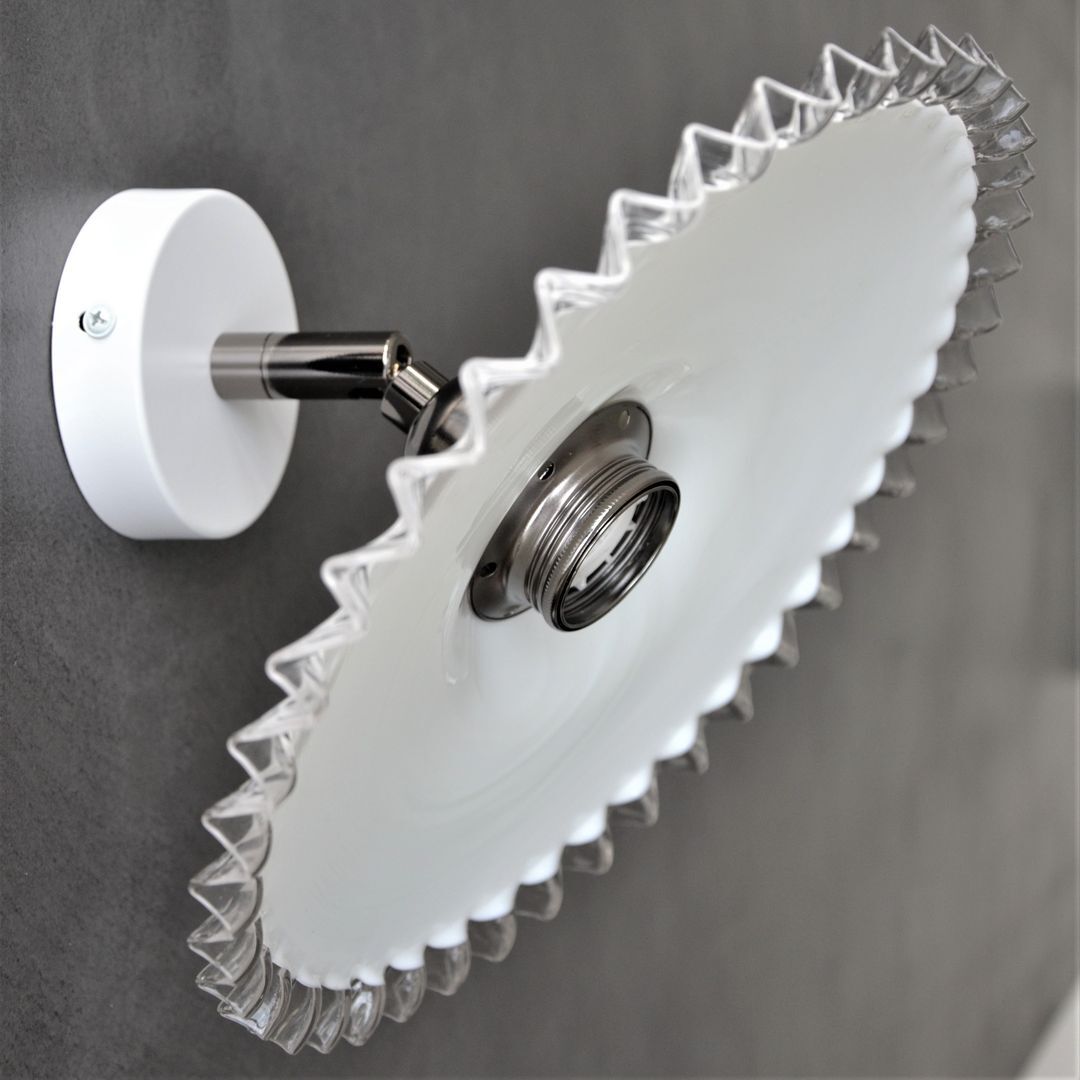 Articulated opaline pleated wall light