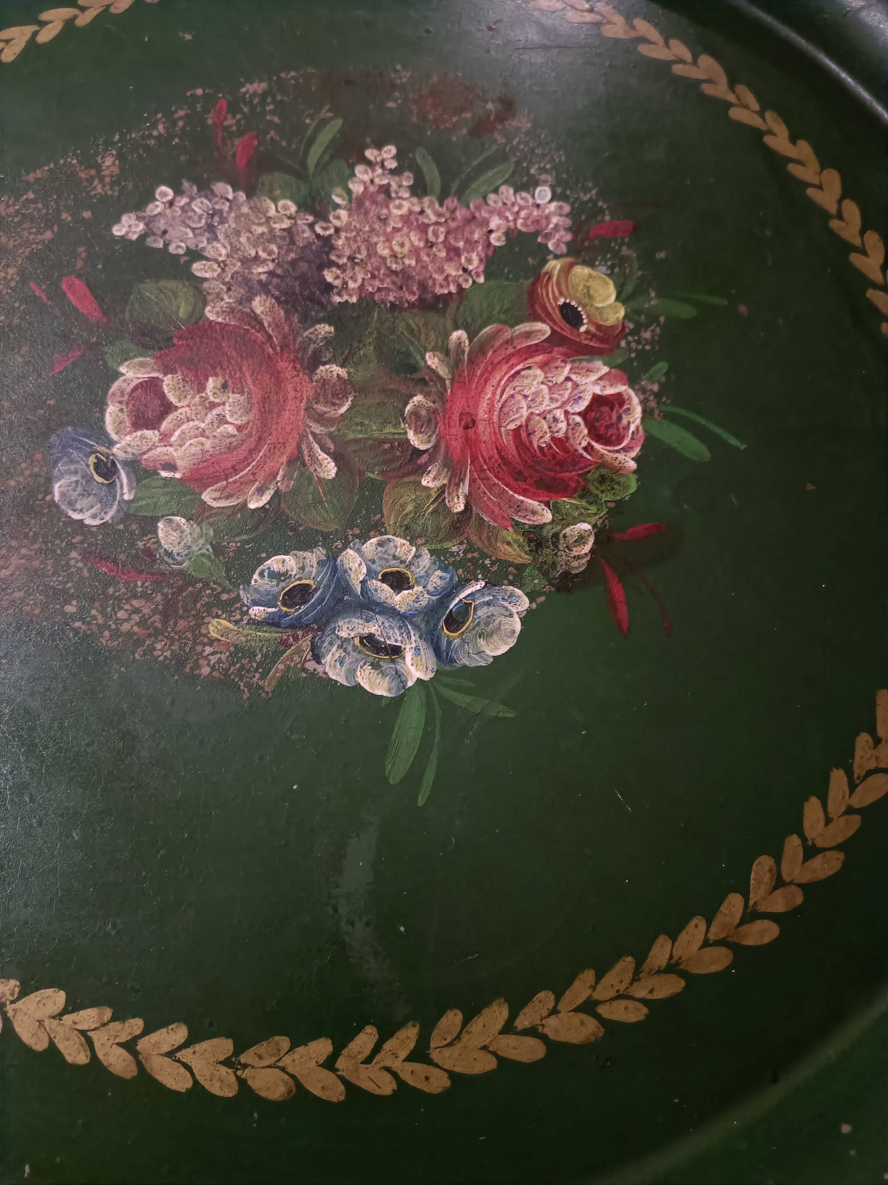 Napoleon III painted sheet metal tray