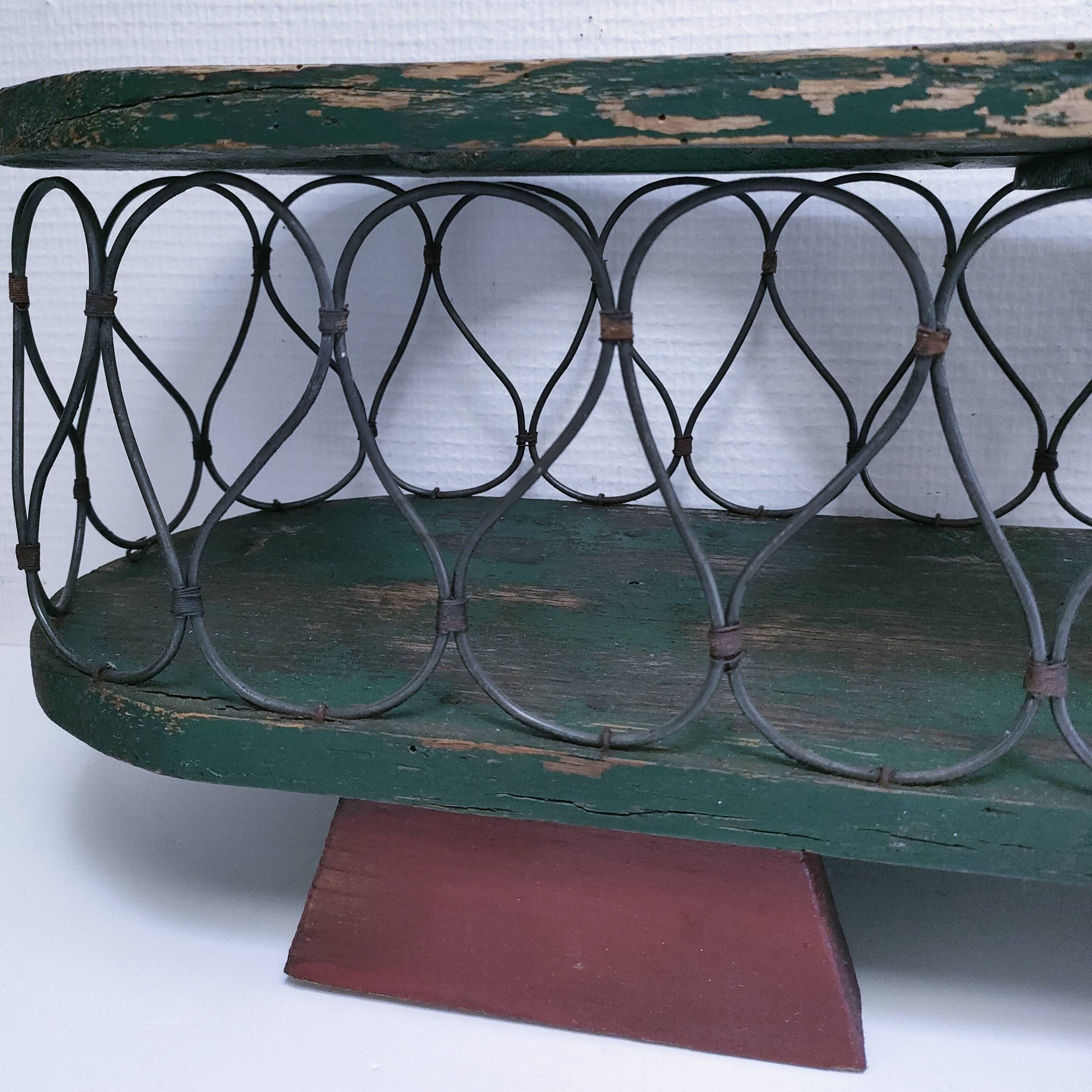 Vintage patinated wood and metal planter