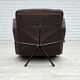 Fauteuil pivotant scandinave des années 1970, en cuir patchwork d'origine.