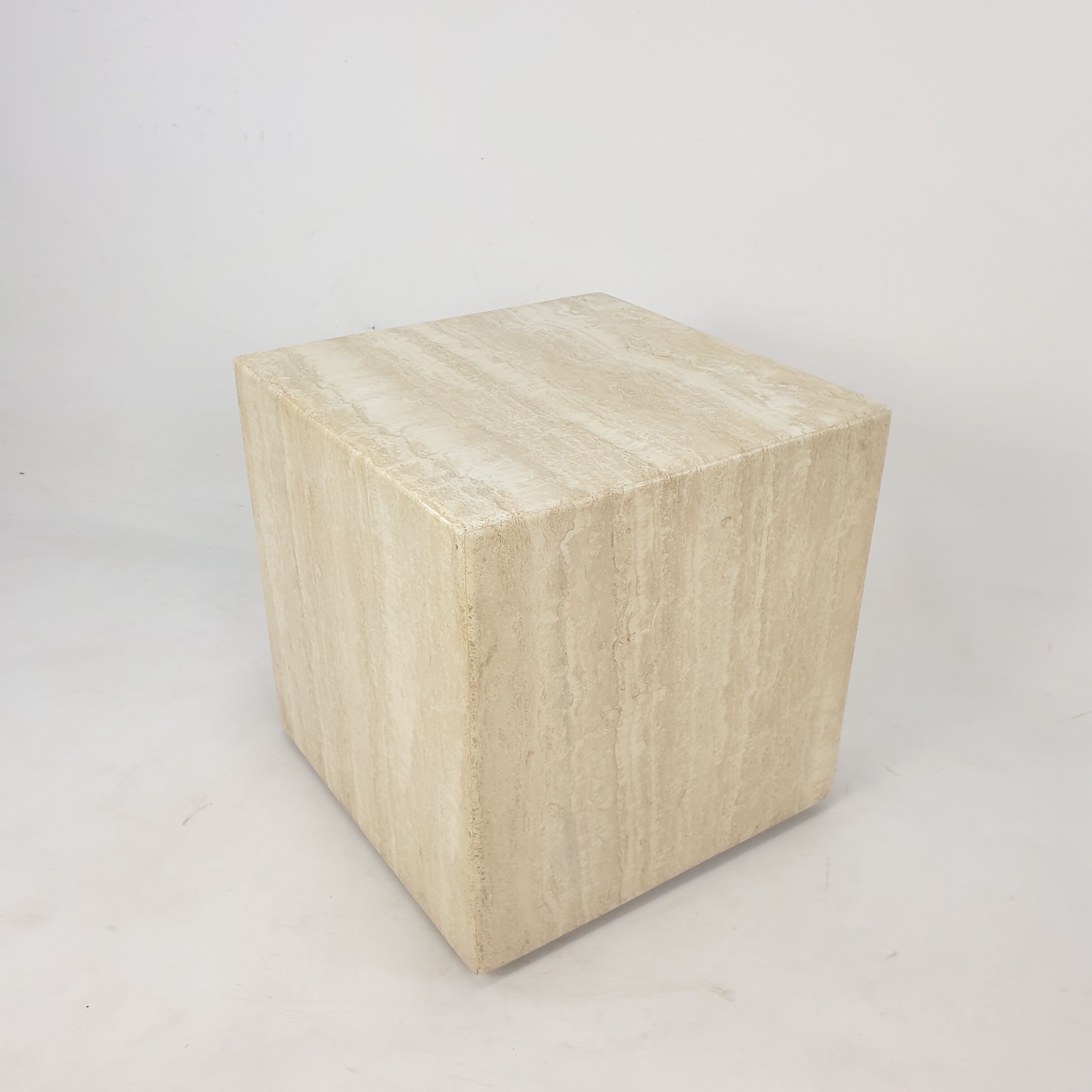 Italian Travertine Side Table, 1980's