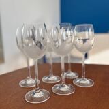 Set of 6 vintage crystal wine glasses - empoli tulip frosted stemware