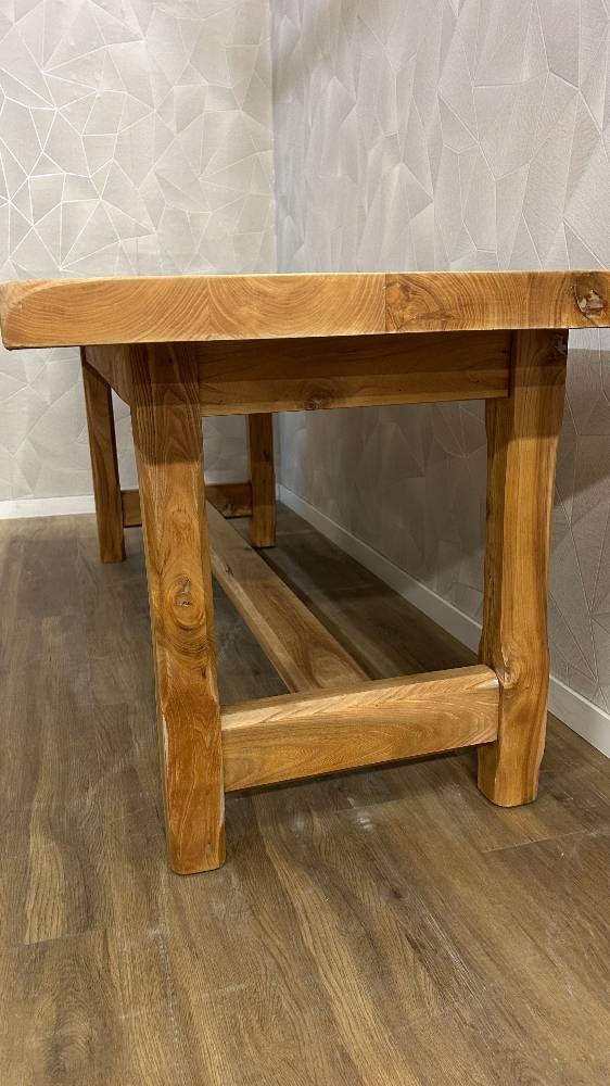 Solid pickled elm farmhouse table