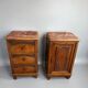 Pair of Art Deco bedside tables from 1930 in carved wood and red marble