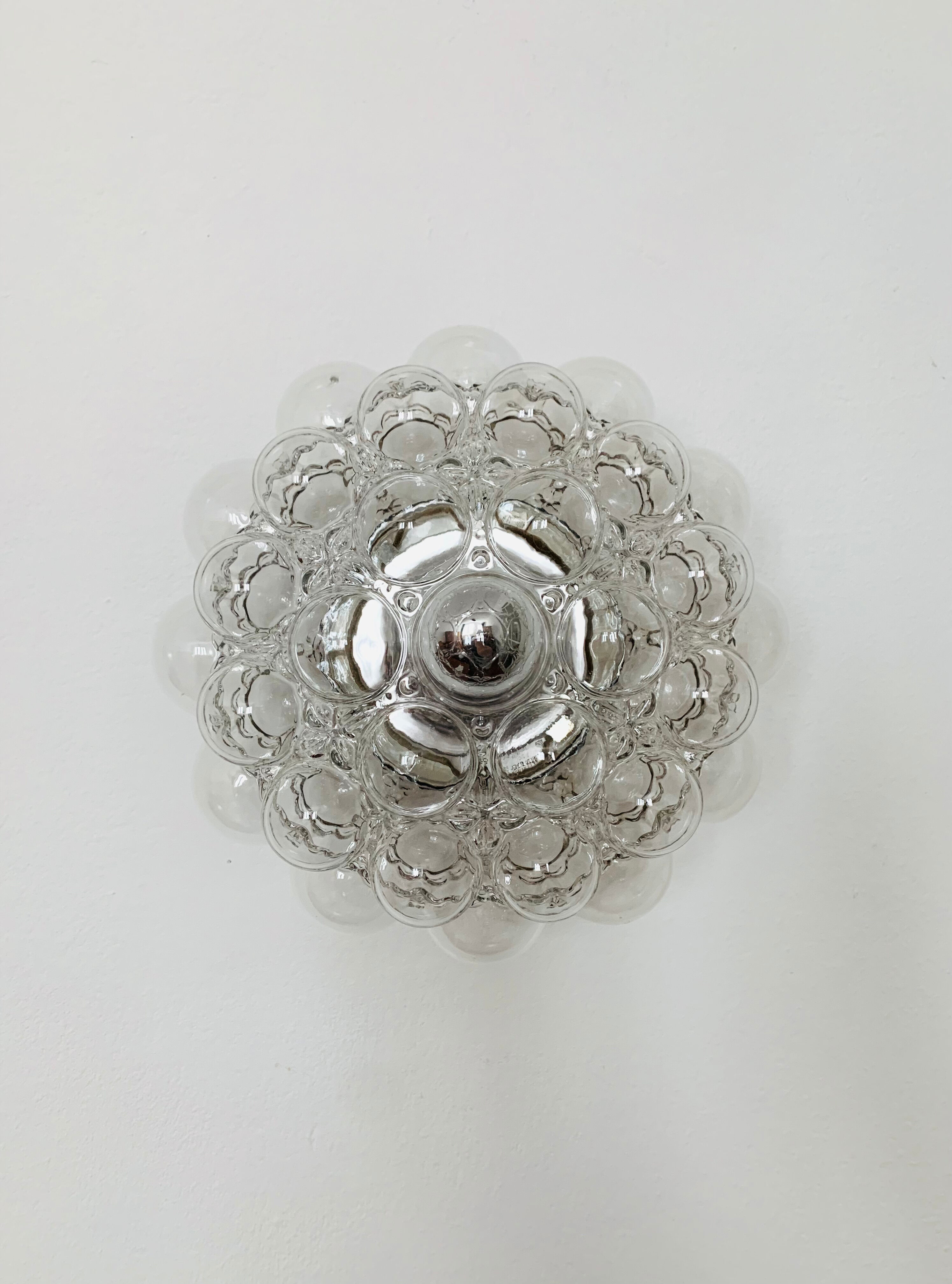 Bubble glass wall lamp or flush light by Helena Tynell for Glashütte Limburg